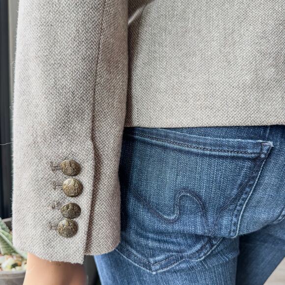 Banana Republic Black Diamond Oatmeal Tweed Academy Blazer, Shoulder Pads-Size 2 - Picture 5 of 10